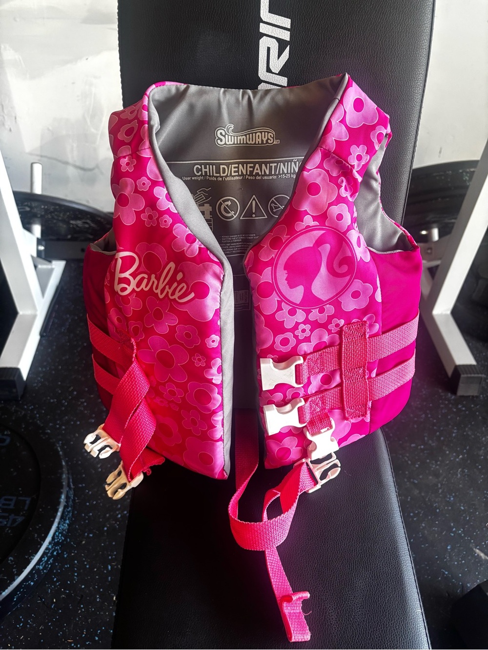 Barbie Pink Floral Kids Swim Vest with Buckle Straps